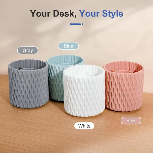 Vista 7 de Soporte para Lápices - Rotación de 360°, 5 Ranuras Suministros de Escritorio para Mujeres Estética de Oficina. Soporte para Bolígrafos para Oficina