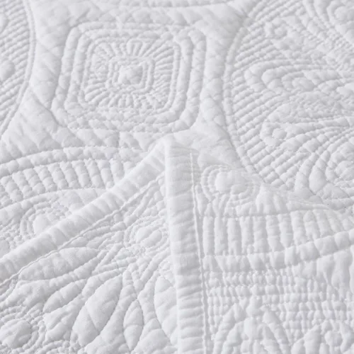 Vista 8 de Brandream Juego de Ropa de Cama Acolchado con Medallón de Lujo Tamaño King de Algodón Estilo Granja Juego de Edredón Tamaño Queen Colcha Matelassé