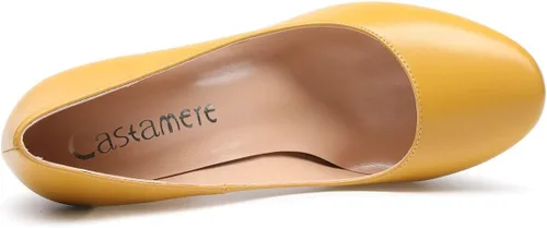 Vista 3 de Castamere Tacones altos de bloque para mujer, bombas de punta redonda, 3.9 in