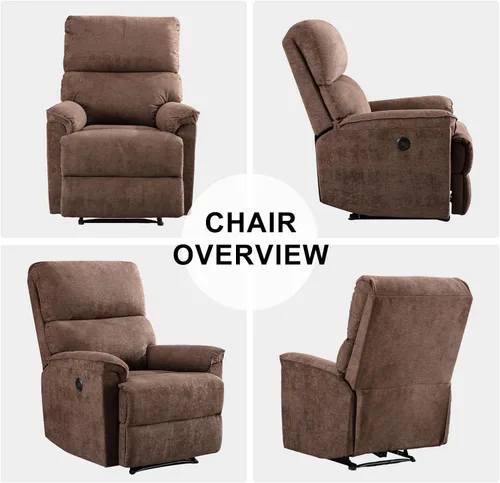 Vista 7 de EBELLO Silla reclinable eléctrica, sillón reclinable eléctrico, sofá reclinable individual de tela transpirable con puerto de carga USB para Marrón