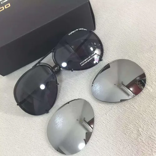 Vista 5 de Porsche Design P'8478 P8478 D - Gafas de sol estilo aviador de 2.598in con lentes adicionales, Negro