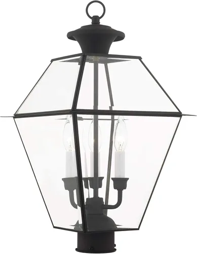 Vista 13 de Livex Lighting 2384-91 - Farol transitorio de tres luces post-top de Westover Collection en Pwt, Nckl, B/S, Slvr. acabado, 12.00 pulgadas