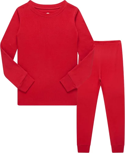 Vista 23 de KikizYe Pijamas para niños, pijamas de manga larga para niños albaricoque/sólido