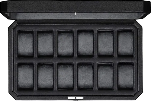 Vista 2 de ROTHWELL Juego de regalo de 12 ranuras de cuero y caja de viaje a juego de 5 relojes, organizador de exhibición de lujo para relojes, soporte