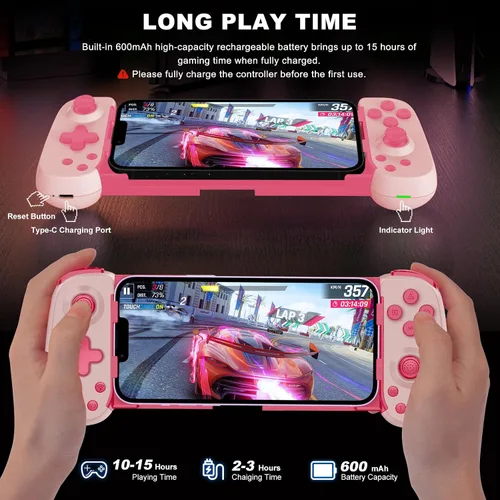 Vista 4 de arVin Wireless Gaming Controller for iPhone, iPad, Android, Samsung Galaxy, Tablet, Switch, PS4, PC Gamepad with Hall Effect JoystickTurbo6-Axis