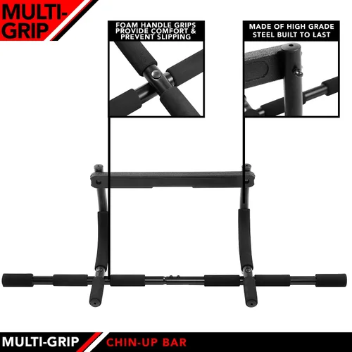 Vista 4 de JFIT Barra de barbilla multiagarre con 12 agarres acolchados, soporta hasta 300 libras