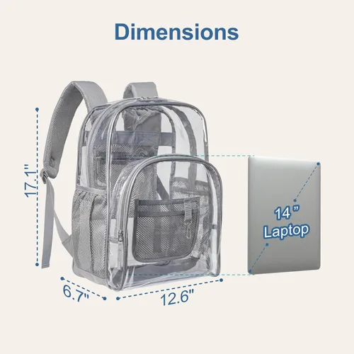 Vista 9 de Cambond Mochila transparente, mochilas transparentes resistentes para adultos, correas reforzadas, bolsa transparente para la escuela, el trabajo
