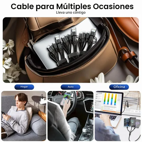 Vista 7 de Ankndo - Cable de carga múltiple 6 en 1, cable cargador múltiple para todos