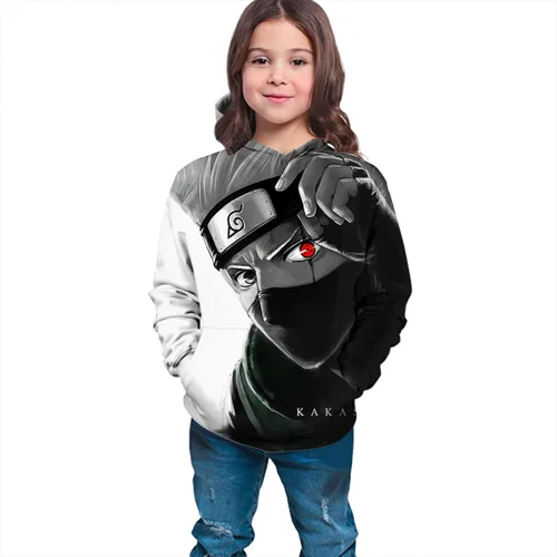 Vista 4 de Oboiti Sudadera con capucha de anime 3D, sudadera con capucha de bolsillo grande para niños y niñas