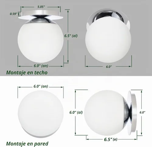Vista 3 de Apliques de pared cromados, aplique de globo moderno de 1 luz, lámpara de pared para dormitorio, baño, sala de estar y pasillo, iluminación