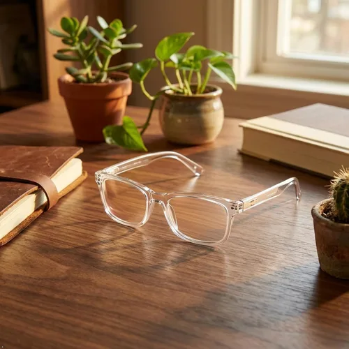 Vista 8 de Eyekepper Blue Light Reading Glasses Men Women, Rectangular Black Frame Transparente