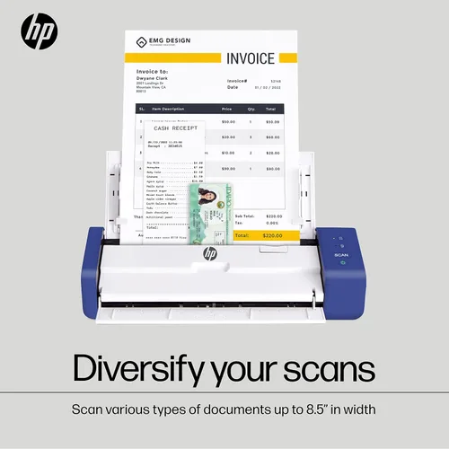 Vista 5 de HP Compact Desktop Duplex USB Mobile Document & Photo Scanner with Auto-Feed Tray for Portable 2-Sided Digital Scanning, Model HPPS200, for Home &
