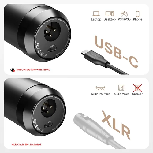 Vista 2 de MAONO A04 Gen2 & MH601 Podcast Microphone with Studio Headphone Bundle USB/XLR Condenser 192kHz/24Bit Cardioid Metal Mic with Software Pro Sound