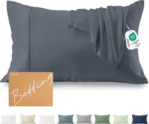 Vista 14 de GOKOTTA Fundas de almohada suaves estándar, Fundas de almohada de seda lujosa y refrescante para quienes duermen con calor, 100% rayón derivado
