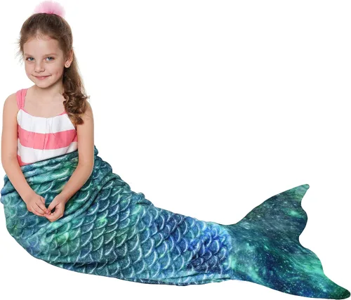 Vista 16 de Catalonia Manta de cola de sirena para niños, manta de franela súper suave para dormir para niñas de 3 a 14 años, regalo de cumpleaños para hija