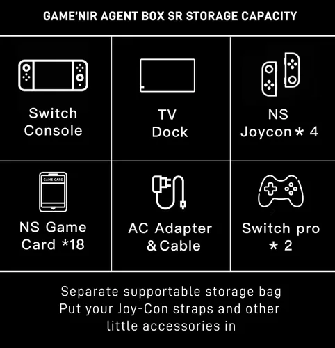 Vista 6 de GAMENIR SPECIAL AGENT BOX SENIOR for Nintendo Switch OLED, Lite, Anti-riot, Lockable, Fully Equipped Storage, hard carrying case, storage stand