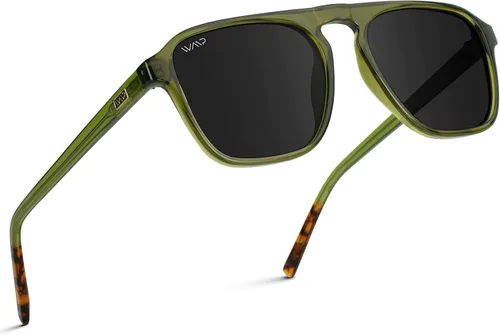 Vista 10 de wearme Pro - Lentes de sol polarizados, estilo aviador moderno, con un puente, cuadrados, para hombre Lente tintada negra/roja