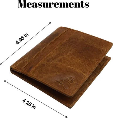 Vista 3 de Cartera de piel de cordero premium con bloqueo RFID, plegable, hipster, para tarjetas de crédito, Cavelio Bronceado, Bifold