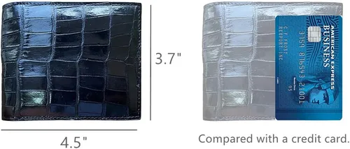 Vista 2 de Carteras de cocodrilo de lujo hechas a mano para hombre Cartera plegable de cuero genuino
