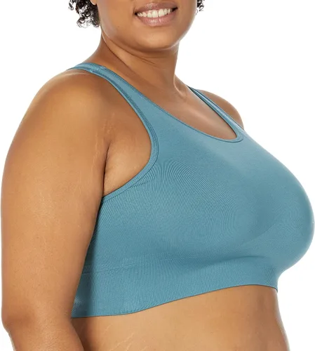 Vista 2 de Tienda Essentials Sujetador deportivo sin costuras para mujer de bajo impacto (disponible en tallas grandes), paquete de 2
