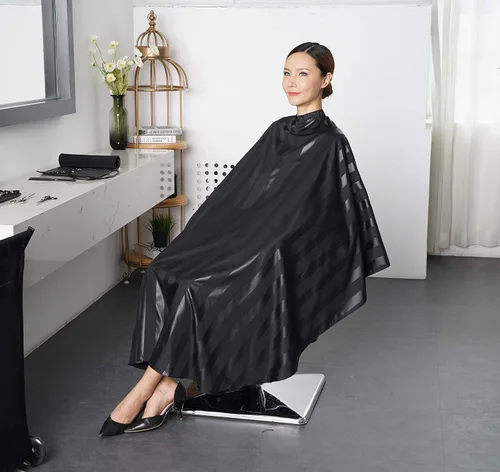 Vista 5 de Capa profesional de salón, poliéster, negro, 54'x62', capa de corte de pelo de peluquero
