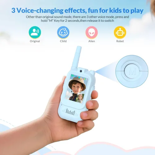 Vista 4 de Walkie Talkies de video para niños, video portero portátil recargable para niños, para juegos familiares, exteriores, campamento, senderismo