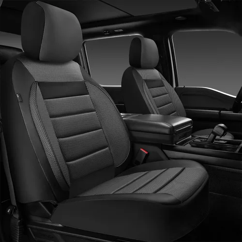Vista 11 de CAR PASS Juego completo de fundas de asiento de automóvil de cuero con soporte lumbar de espuma 3D, fundas de asiento automotrices de malla de aire
