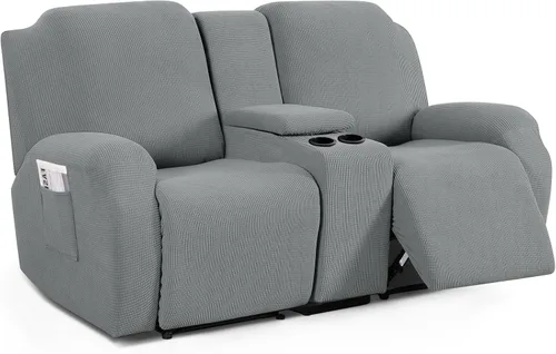 Vista 13 de TAOCOCO Funda reclinable para sofá biplaza con consola central, funda elástica para sofá reclinable de 2 asientos, fundas de sofá reclinable de Beige