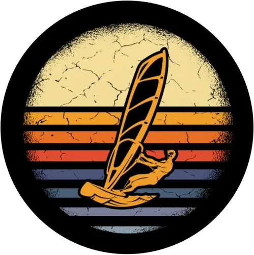 Vista 3 de Windsurf Retro Vintage Sunset Windsurf Regalo PopSockets agarre y soporte para teléfonos y tabletas, Negro