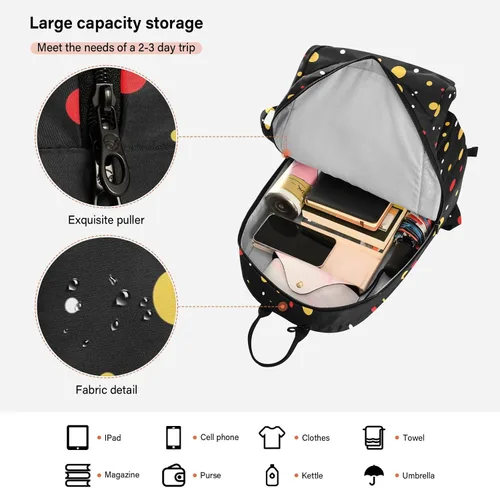 Vista 6 de Mujeres Hombres Bolsa de Tenis Impermeable Coloreado Dot Negro 3 Raquetas Bádminton Bolsa de Hombro para Mujeres, Hombres, Adolescentes Mochila