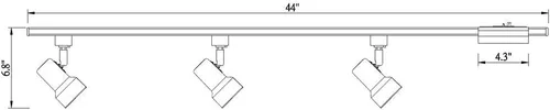 Vista 5 de Kit de iluminación de riel lineal LED integrado negro de 3 luces de 44 pulgadas