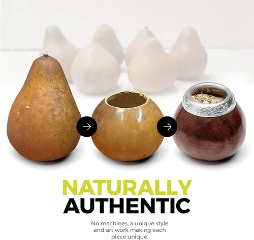 Vista 5 de BALIBETOV Juego de Calabaza Yerba Mate (Taza de Yerba Mate Natural Original Hecha a Mano de Argentina) - Incluye Taza de Té Mate, Bombilla