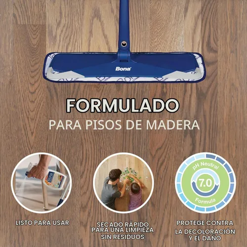 Vista 2 de Bona® Spray limpiador de pisos de madera dura, 32 onzas líquidas, madera de cedro, incluye botella llena + recambio de concentrado para limpieza