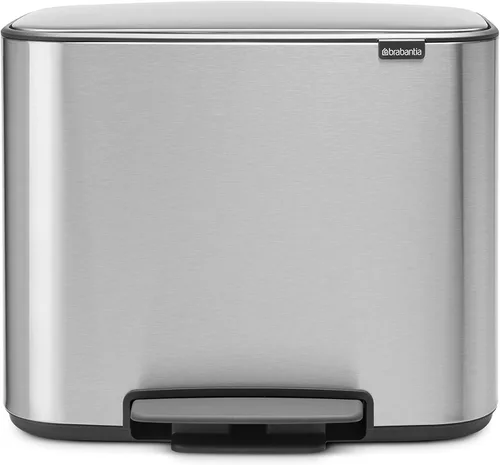 Vista 22 de Brabantia Bo - Basurero de cocina con compartimento individual, color negro mate, cubo interior de 9.5 galones, cubo de basura de cierre suave