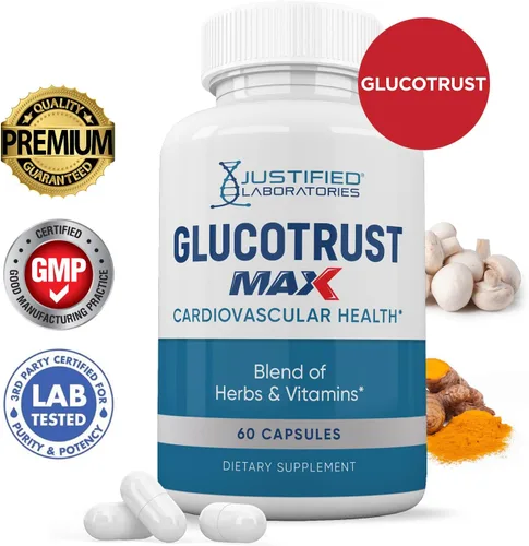 Vista 2 de Justified Laboratories Glucotrust Max 1295MG Formula Suplemento Píldoras 120 Cápsulas (paquete de 2)