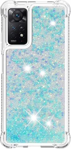 Vista 97 de Funda de silicona transparente con purpurina para Xiaomi Redmi A1 Bling Liquid Clear Star Heart Silicone Bumper a prueba de golpes, funda Azul