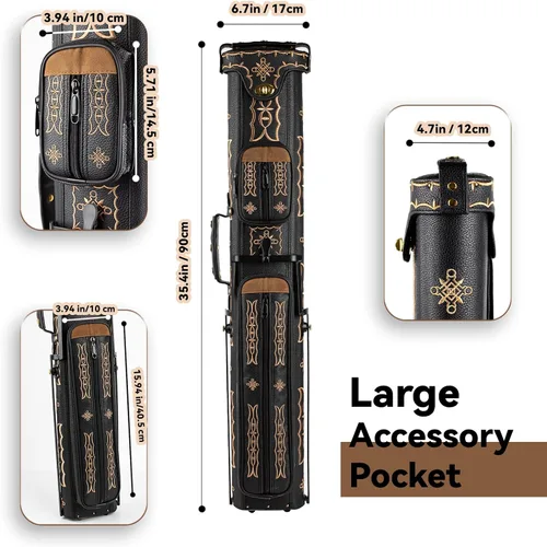 Vista 2 de Estuche para Taco de Billar 2x4, Estuche para Taco de Billar con Soporte, Estuche Rígido para Palos de Billar, Almacenamiento de Accesorios