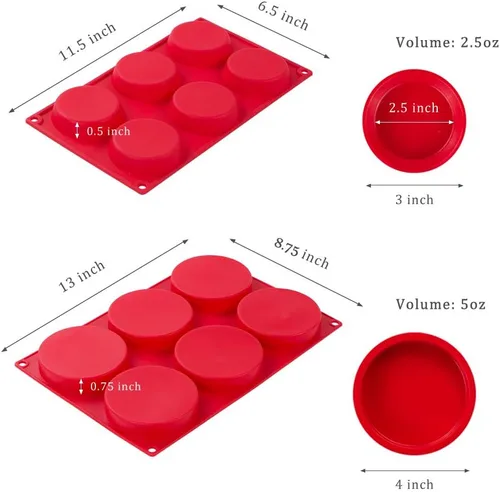 Vista 3 de Webake Moldes de silicona para bandeja redonda de disco de 3 y 4 pulgadas para pasteles, parte superior de muffins, bollo, natillas, tarta