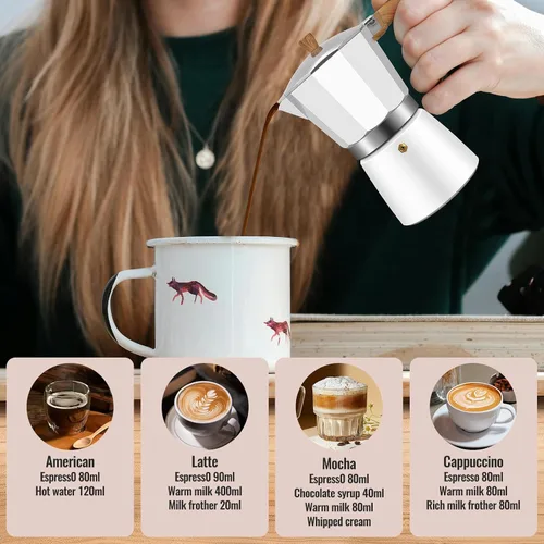 Vista 151 de Cafetera clásica de aluminio para 3 tazas Azul