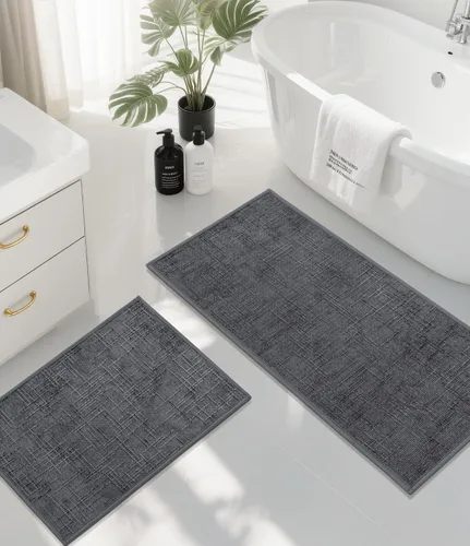 Vista 21 de YIHOUSE Tapete de baño antideslizante, absorbente, de secado rápido, para el suelo del baño, delgado, para debajo de la puerta, lavable de pelo bajo