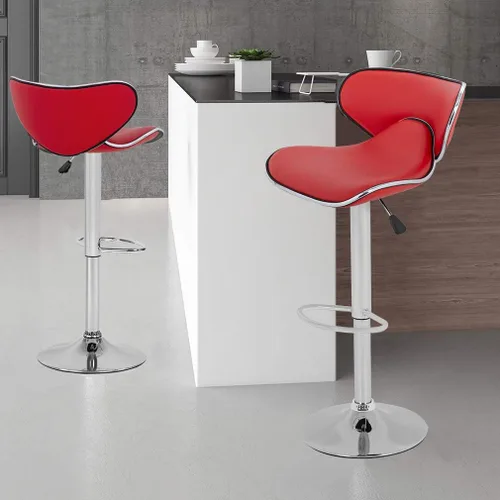 Vista 2 de Vnewone Taburetes de bar modernos de altura de mostrador, juego de 2 taburetes de bar giratorios, asiento ajustable en altura con respaldo, comedor