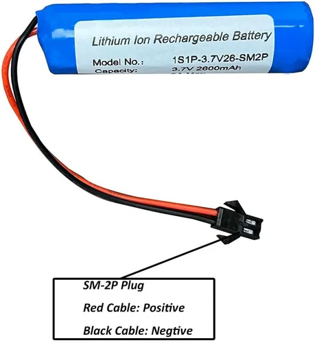 Vista 4 de Seasider Batería recargable de iones de litio de 3.7 V 2600 mAh, enchufe SM-2P y cable de carga USB para control remoto, autos de juguete a control