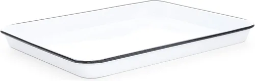 Vista 7 de Sartén para Brazo de Gitano Enamelware, 16.25 x 12.5 pulgadas, Salpicado Negro/Blanco