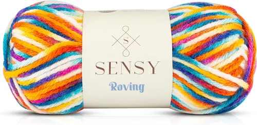 Vista 50 de Sensy Roving - Ovillo de lana multicolor, 3.5 onzas, 132 yardas, calibre 5, voluminoso (otoño)