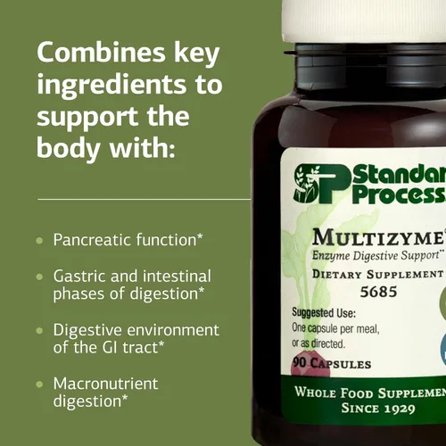 Vista 4 de Standard Process Multizyme - Suplemento de enzimas pancreáticas para apoyar la descomposición de proteínas, carbohidratos y grasas, soporte