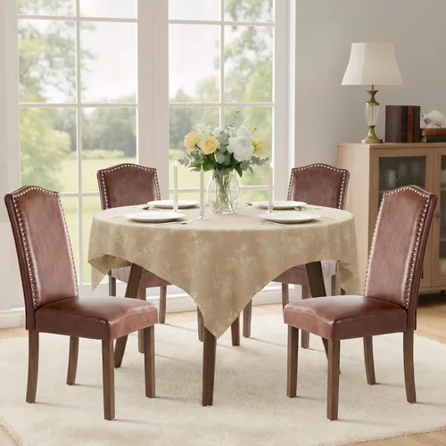 Vista 18 de Juego de 2 sillas de comedor tapizadas modernas y elegantes para cocina Beige