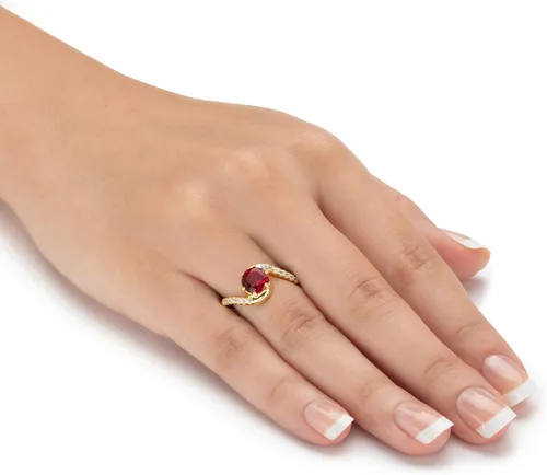Vista 6 de PalmBeach Yellow Gold-plated Multi Color Simulated Gemstone and Cubic Zirconia 5 Piece Ring Set