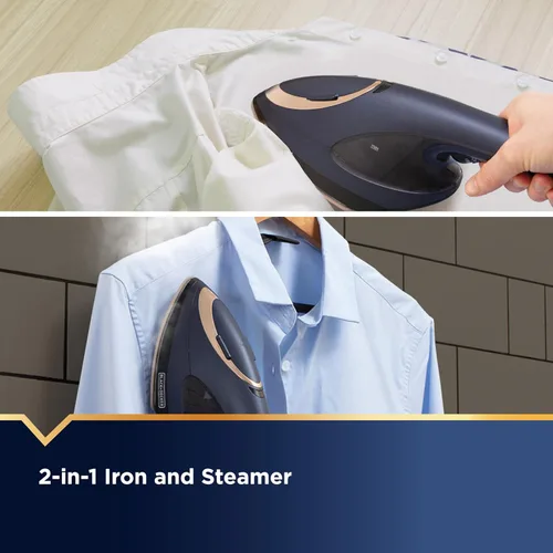 Vista 7 de BLACK+DECKER Press & Steam - Plancha y vaporizador 2 en 1, 180% más vapor y tecnología de una temperatura, suela de cerámica, seguro en todos