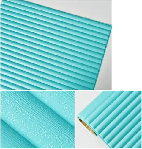 Vista 7 de Paneles de pared 3D autoadhesivos de espuma impermeable de 27.6 x 27.6 pulgadas, papel de contacto para decoración de interiores residenciales y Azul