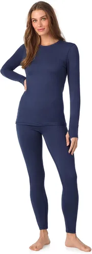 Vista 10 de Cuddl Duds Heavyweight 2 Piece Sets Base Layer Thermal Underwear for Women Negro